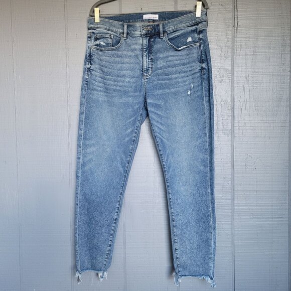 LOF The Skinny High-Rise Raw-Hem Denim Jeans. Size 31/12 - Picture 1 of 8